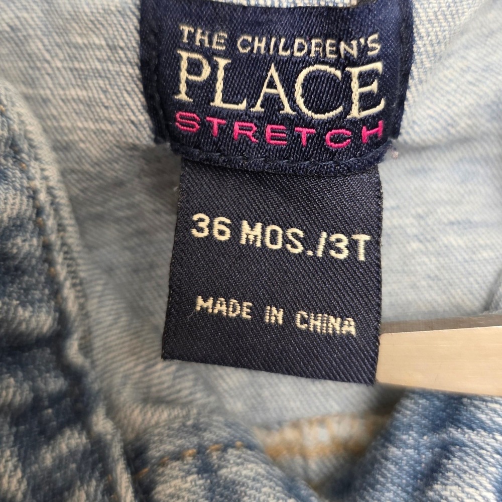 The Childrens Place Girls Blue Denim Butterfly Leopard Dress 36 Mos 3T Stretch - Picture 4 of 7